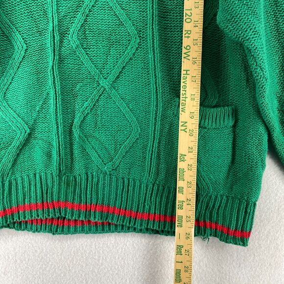 FRENCH NAVY Sweater Mens L Ramie Cotton Cable Jumper Pullover Green HK VTG - Picture 11 of 15